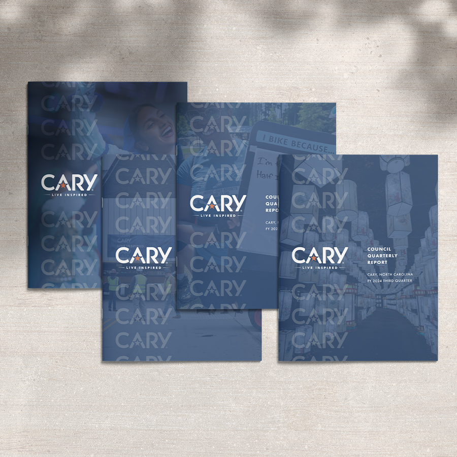 Cary, North Carolina Quarterly reports laying side by side