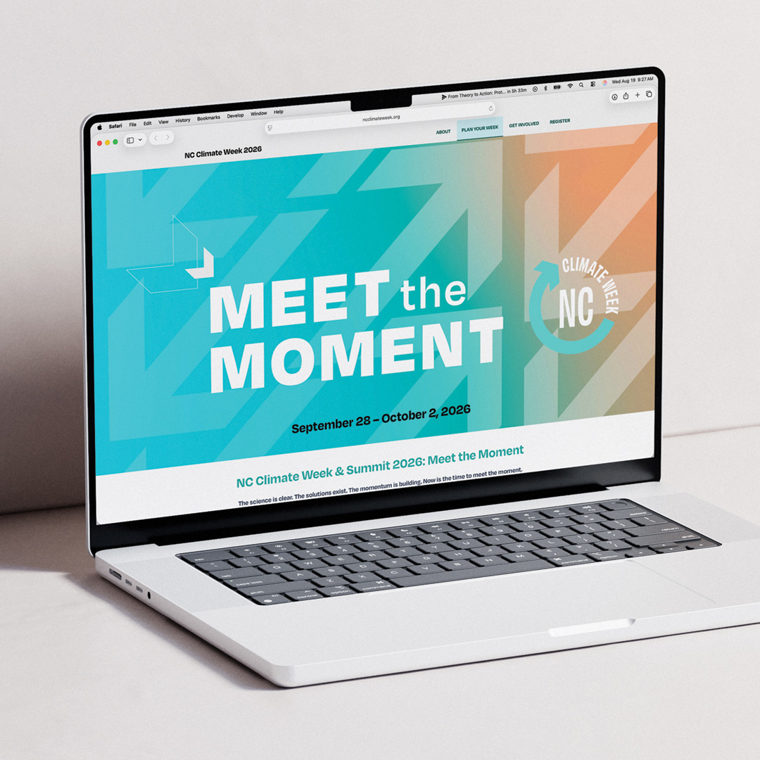 Meet the Moment NC Climate Week banner shown on a laptop
